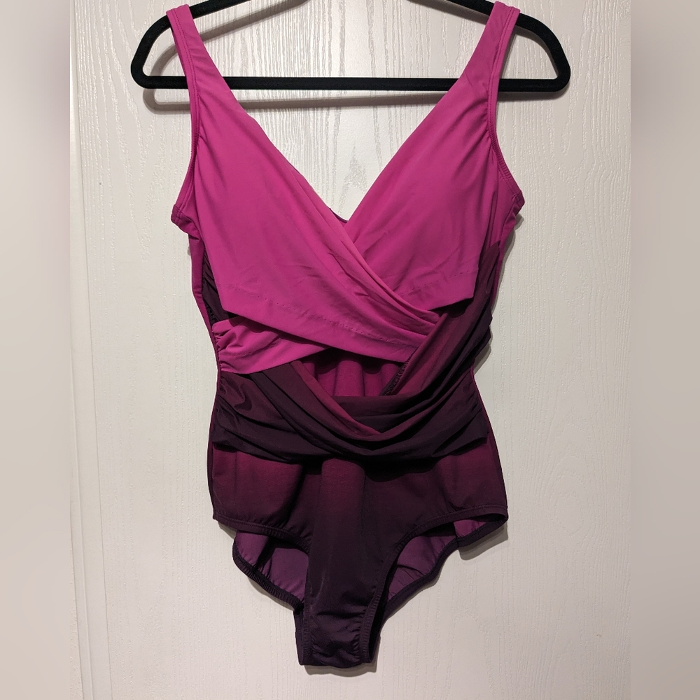 Lands' End Slimming Wrap One Piece Swimsuit